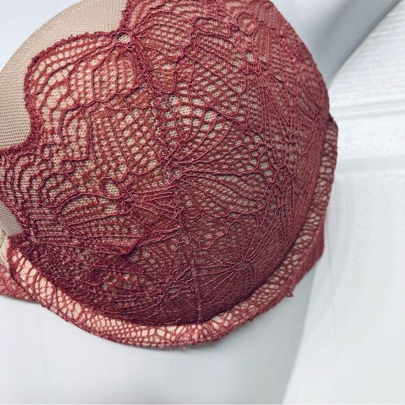 Victoria's Secret Very Sexy Push Up Bra Lace Front Closure Size 32D Pink Lace up - Picture 3 of 10